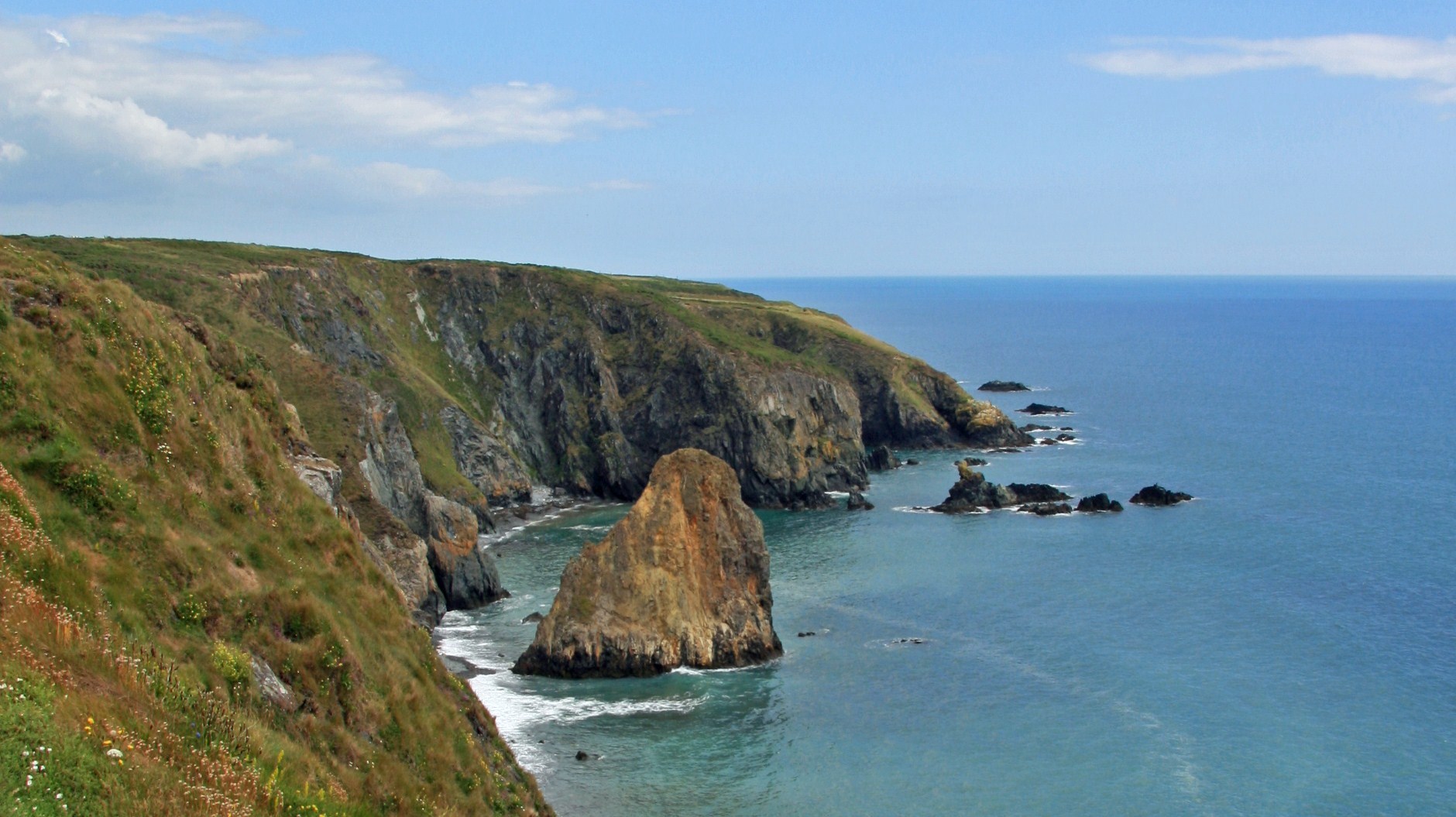 Cliffs, sea stacks and coves of the Copper Coast UNESCO Global Geopark near Bunmahon, Co. Waterford
